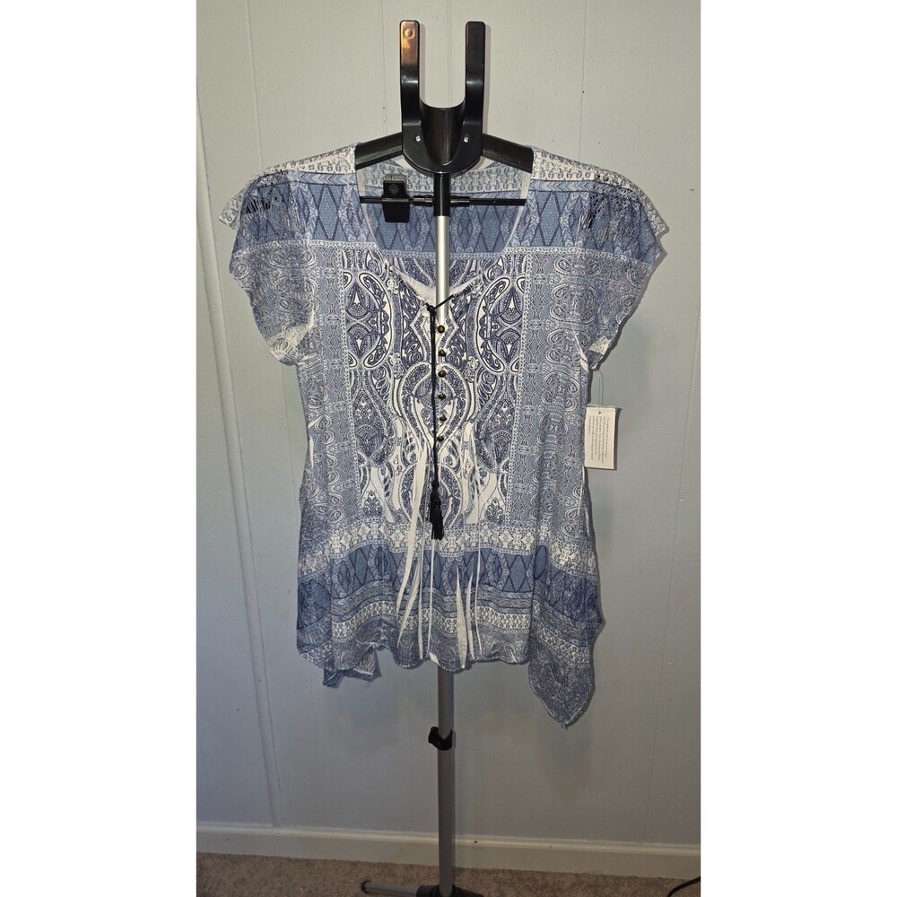 Style & Co Blue New Shirt Blouse Top Size Small Spring Awakens $49.50 Bohemian